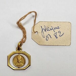Vintage French St Robert de Turlande Medal Octagon Art Deco Gold Plated Tag NOS
